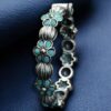 Traditional Openable Flower Design Bangle | Stone Work Silver Replica Best Oxidized Jewelry 15 Traditional openable flower design oxidized silver replica bangle with stone work