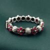 Traditional openable flower design bangle oxidized silver replica with stone work