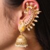 Beautiful Design Gold Plated Jhumki Earcuff | Elegant Stone & Pearl Detailing Jewelry For Girls 13 Gold plated jhumki earcuff with stone and pearl detailing