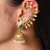 Gold plated jhumki earcuff with stone and pearl detailing