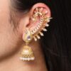 Beautiful Design Gold Plated Jhumki Earcuff | Elegant Stone & Pearl Detailing Jewelry For Girls 16 Gold plated jhumki earcuff with stone and pearl detailing