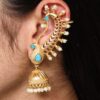Beautiful Design Gold Plated Jhumki Earcuff | Elegant Stone & Pearl Detailing Jewelry For Girls 18 Gold plated jhumki earcuff with stone and pearl detailing