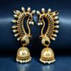 Beautiful Design Gold Plated Jhumki Earcuff | Elegant Stone & Pearl Detailing Jewelry For Girls 11 Gold plated jhumki earcuff with stone and pearl detailing