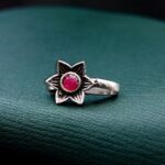 Oxidized Flower Press Nose Pin | Elegant Best Daily Wear Jewelry - "Red"