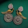 Beautiful peacock two-tone dangler earrings with pearl and stone work