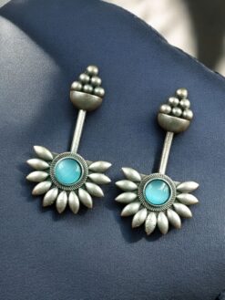 Handcrafted monalisa stone silver replica unique design stud earrings