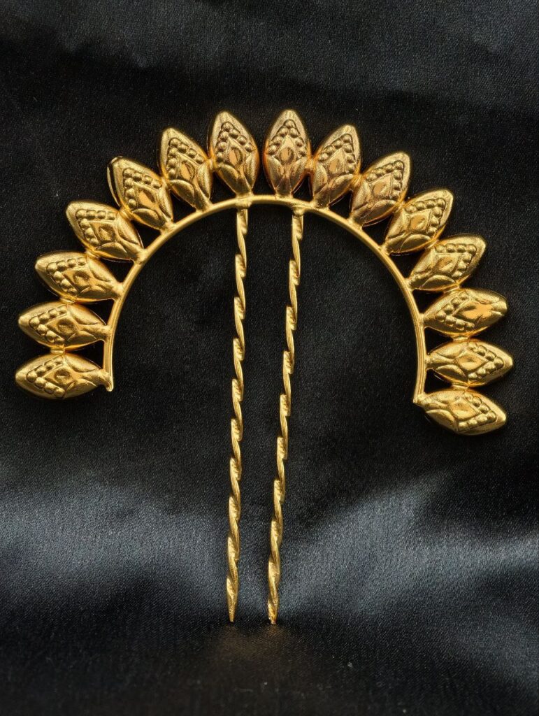 Beautiful Handmade Gold Plated Juda Pin | Elegant Traditional Hair Accessory for Women