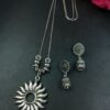 Sunflower Design German Silver Ghungroo Chain Pendant Necklace Set for Women Traditional Ethnic Jewelry