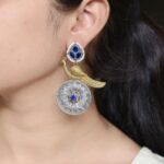 Beautiful Traditional Peacock Two-Tone Earrings | Elegant Dangler with Pearl & Stone Work Statement Jewelry