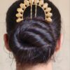 Ethnic gold plated juda pin bun hair accessory for women