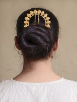 Ethnic gold plated juda pin bun hair accessory for women