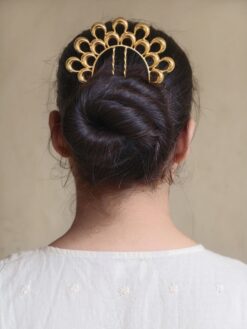 Traditional gold plated half moon juda pin hair accessory for women