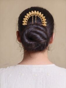 Beautiful Handmade Gold Plated Juda Pin | Elegant Traditional Hair Accessory for Women
