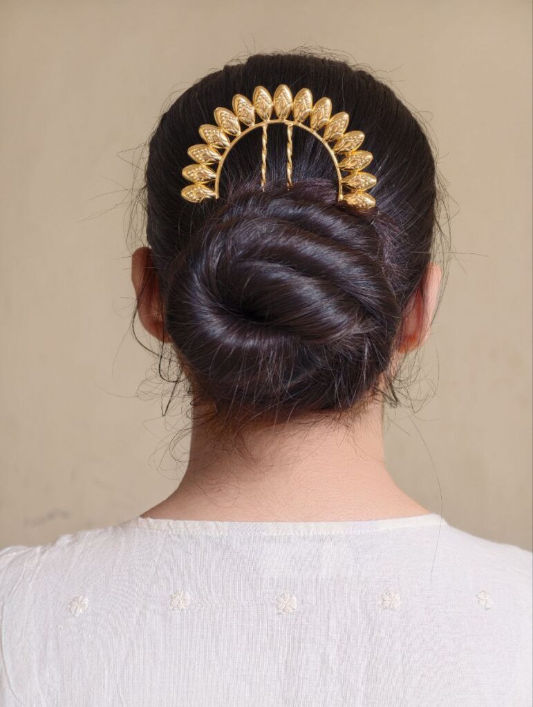 Beautiful Handmade Gold Plated Juda Pin | Elegant Traditional Hair Accessory for Women
