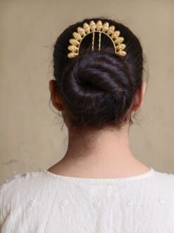 Designer gold plated juda pin stylish bun hair accessory