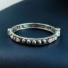 Elegant stone work oxidized silver replica openable bangle