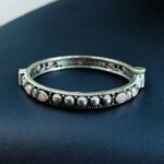 Elegant Stone Work Openable Bangle | Silver Replica Oxidized Amazing Jewelry - "Baby Pink"