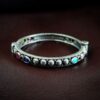 Elegant stone work oxidized silver replica openable bangle