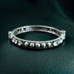 Elegant Stone Work Openable Bangle | Silver Replica Oxidized Amazing Jewelry - "White"