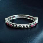 Elegant Stone Work Openable Bangle | Silver Replica Oxidized Amazing Jewelry - "Red"