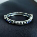 Elegant Stone Work Openable Bangle | Silver Replica Oxidized Amazing Jewelry - "Blue"