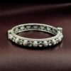 Antique finish silver replica openable bangle with stone work