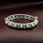Antique Finish Silver Replica Openable Bangle | Beautiful Design with Stone Work Jewelry - "White"