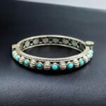 Antique Finish Silver Replica Openable Bangle | Beautiful Design with Stone Work Jewelry - "Aqua"