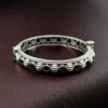 Antique finish silver replica openable bangle with stone work