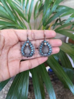 Graceful Peacock Design Silver Plated Hook Earrings with Elegant Traditional Jewelry