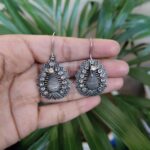 Graceful Peacock Design Silver Plated Hook Earrings with Elegant Traditional Jewelry - "White"