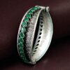 Handcrafted Unique Design Oxidized Openable Bangle | Stone Work Silver Replica Jewelry 15 Handcrafted unique design oxidized silver replica openable bangle with stone work