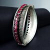 Handcrafted Unique Design Oxidized Openable Bangle | Stone Work Silver Replica Jewelry 14 Handcrafted unique design oxidized silver replica openable bangle with stone work