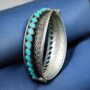 Handcrafted unique design silver replica oxidized openable bangle with stone work