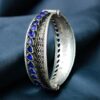 Handcrafted Unique Design Oxidized Openable Bangle | Stone Work Silver Replica Jewelry 9 Handcrafted unique design oxidized silver replica openable bangle with stone work