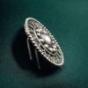 Traditional silver replica oxidized round design hair pin