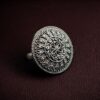 Oxidized silver replica flower design ring