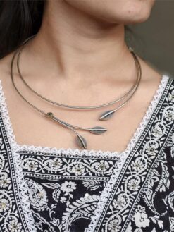 Elegant Silver Plated Hasli Necklace | Traditional Beautiful Jewelry Gift For Her