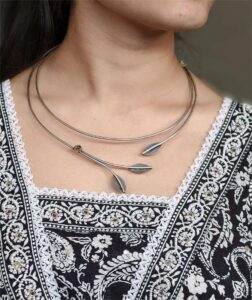 Elegant Silver Plated Hasli Necklace | Traditional Beautiful Jewelry Gift For Her