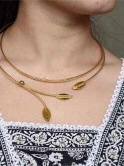 Handmade premium gold plated hasli necklace for women