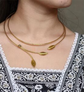 Handmade Premium Gold Plated Hasli Necklace | Unique Oxidized Jewelry for Women