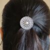 Traditional silver replica oxidized round design hair pin