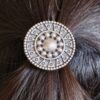 Traditional silver replica oxidized round design hair pin