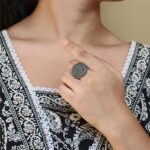 Oxidized Silver Replica Flower Design Ring | Adjustable Daily Wear Beautiful Jewelry