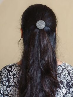 Designer oxidized hair pin offering secure hold, elegant traditional design, and timeless ethnic charm for festive, wedding, and everyday traditional hairstyles.