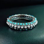 Oxidized Stone Work Silver Replica Openable Bangle | Traditional Beautiful Jewelry - "Aqua"