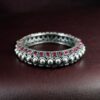 Oxidized stone work silver replica openable bangle traditional jewelry