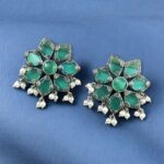 Beautiful Brass Stone Stud Earrings – Perfect for Everyday Use - "Mint"