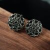 Stone detailing silver plated German silver stud earrings