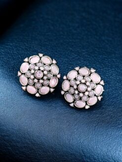 Stone detailing silver plated German silver stud earrings